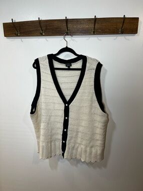 torrid Ivory & Black Knit Button Front Vest